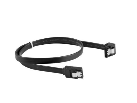 KABEL SATA DATA III (6GB/S) F/F 30CM Z ZATRZASKAMI METALOWYMI KĄTOWY CZARNY LANBERG