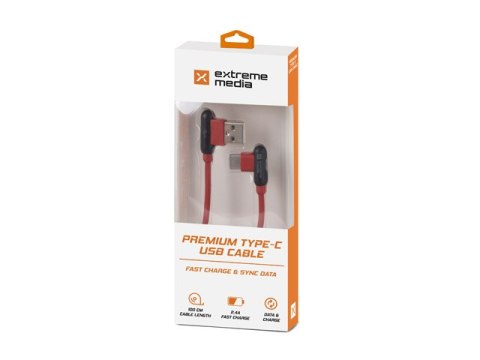 KABEL USB-C(M) KĄTOWY LEWO->USB-A(M) 2.0 1M KĄTOWY LEWO/PRAWO CZERWONY NATEC PRATI