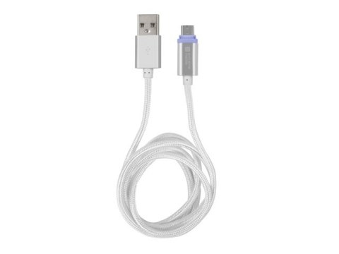 KABEL USB MICRO(M)->USB-A(M) 2.0 1M SREBRNY LED NATEC PRATI