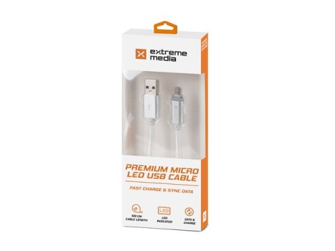 KABEL USB MICRO(M)->USB-A(M) 2.0 1M SREBRNY LED NATEC PRATI