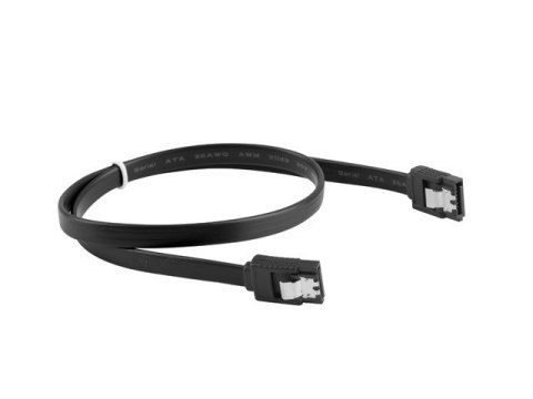 KABEL SATA DATA III (6GB/S) F/F 30CM Z ZATRZASKAMI METALOWYMI CZARNY LANBERG