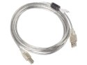 KABEL USB-A(M)->USB-B(M) 2.0 3M PRZEZROCZYSTY FERRYT LANBERG