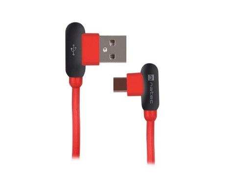 KABEL USB-C(M) KĄTOWY LEWO->USB-A(M) 2.0 1M KĄTOWY LEWO/PRAWO CZERWONY NATEC PRATI