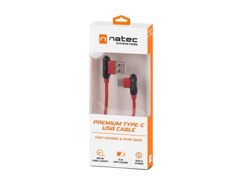 KABEL USB-C(M) KĄTOWY LEWO->USB-A(M) 2.0 1M KĄTOWY LEWO/PRAWO CZERWONY NATEC PRATI
