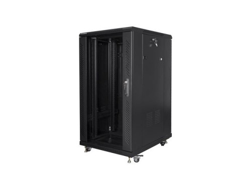 SZAFA INSTALACYJNA RACK STOJĄCA 19" 22U 600X800 CZARNA DRZWI PRZESZKLONE LANBERG (FLAT PACK)