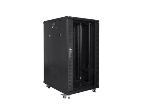 SZAFA INSTALACYJNA RACK STOJĄCA 19" 22U 600X800 CZARNA DRZWI PRZESZKLONE LANBERG (FLAT PACK)