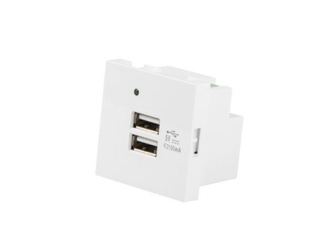 GNIAZDO 45X45 230V ŁADOWARKA 2X USB-A 2.1A BIAŁE LANBERG