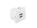 GNIAZDO 45X45 230V ŁADOWARKA 2X USB-A 2.1A BIAŁE LANBERG