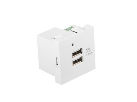 GNIAZDO 45X45 230V ŁADOWARKA 2X USB-A 2.1A BIAŁE LANBERG