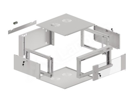 SZAFA INSTALACYJNA RACK WISZĄCA 19" 4U 600 SZYBKI MONTAŻ SZARA LANBERG (FLAT PACK)