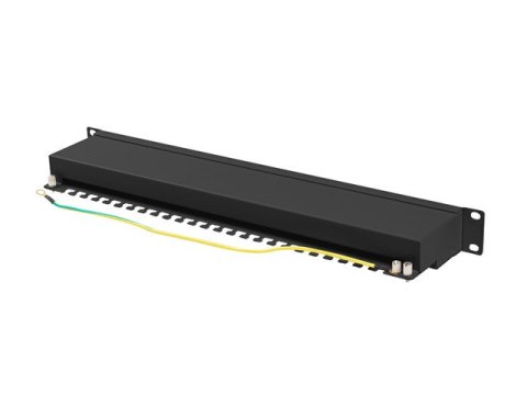 PATCH PANEL 24 PORT 1U 19" KAT.6A FTP Z ORGANIZEREM KABLOWYM EKRANOWANY CZARNY LANBERG