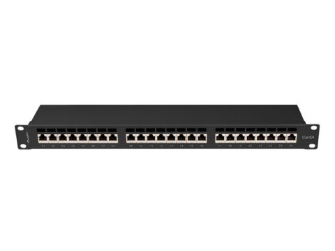 PATCH PANEL 24 PORT 1U 19" KAT.6A FTP Z ORGANIZEREM KABLOWYM EKRANOWANY CZARNY LANBERG