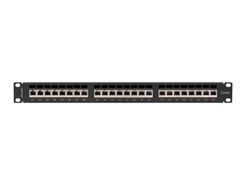 PATCH PANEL 24 PORT 1U 19" KAT.6A FTP Z ORGANIZEREM KABLOWYM EKRANOWANY CZARNY LANBERG