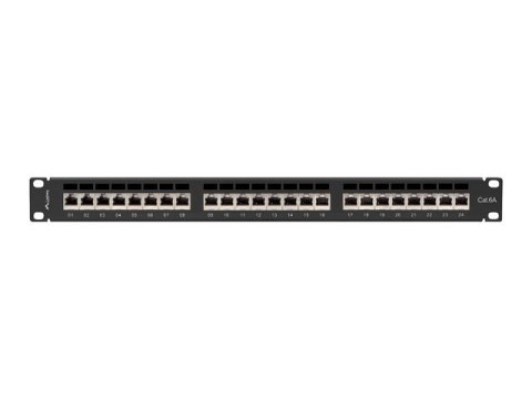 PATCH PANEL 24 PORT 1U 19" KAT.6A FTP Z ORGANIZEREM KABLOWYM EKRANOWANY CZARNY LANBERG
