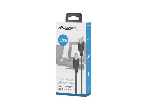 KABEL USB-A(M)->USB-B(M) 2.0 1.8M CZARNY FERRYT BOX LANBERG