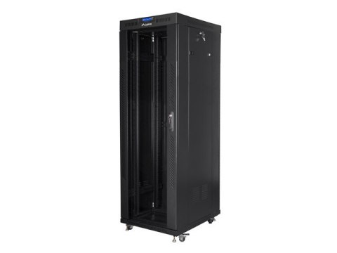 SZAFA INSTALACYJNA RACK STOJĄCA 19" 37U 600X800 CZARNA DRZWI SZKLANE LCD LANBERG (FLAT PACK) V2