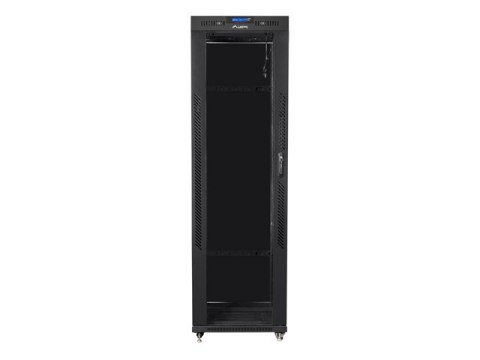 SZAFA INSTALACYJNA RACK STOJĄCA 19" 42U 600X1000 CZARNA DRZWI PRZESZKLONE LCD LANBERG (FLAT PACK) V2