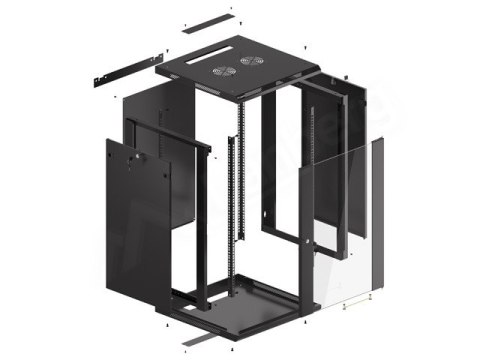 SZAFA INSTALACYJNA RACK WISZĄCA 19" 18U 600X600 CZARNA LANBERG (FLAT PACK) V2