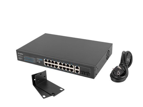 SWITCH LANBERG 16X 100MB POE+/2X COMBO NIEZARZĄDZALNY RACK 19" GIGABIT ETHERNET 150W