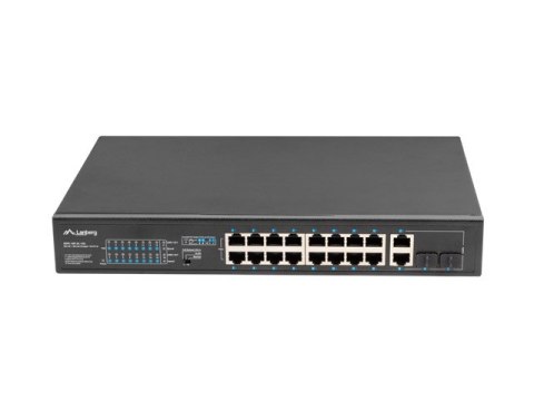 SWITCH LANBERG 16X 100MB POE+/2X COMBO NIEZARZĄDZALNY RACK 19" GIGABIT ETHERNET 150W