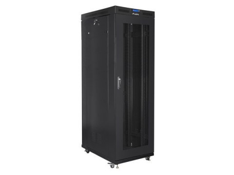 SZAFA INSTALACYJNA RACK STOJĄCA 19" 27U 800X1000 CZARNA DRZWI PERFOROWANE LCD LANBERG (FLAT PACK) V2