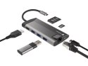 MULTIPORT ADAPTER NATEC FOWLER PLUS USB-C->HUB USB 3.0 3X, HDMI 4K, USB-C PD, RJ45, SD, MICRO SD