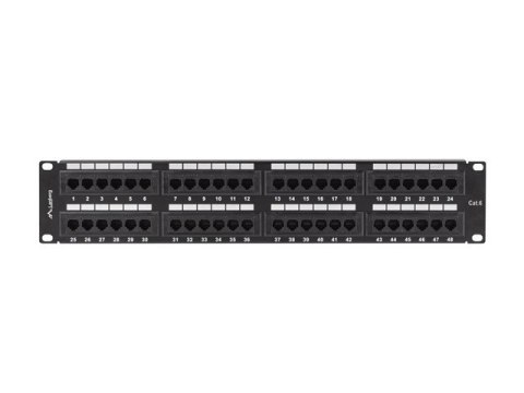 PATCH PANEL 48 PORT 2U 19" KAT.6 UTP CZARNY LANBERG