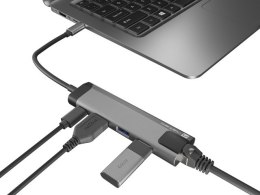 MULTIPORT ADAPTER NATEC FOWLER GO USB-C 5W1 HUB ->USB 3.0 2X, HDMI 4K, USB-C PD, RJ45