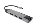 MULTIPORT ADAPTER NATEC FOWLER GO USB-C->HUB USB 3.0 2X, HDMI 4K, USB-C PD, RJ45