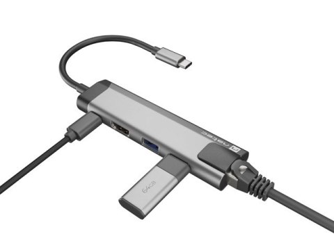 MULTIPORT ADAPTER NATEC FOWLER GO USB-C 5W1 HUB ->USB 3.0 2X, HDMI 4K, USB-C PD, RJ45