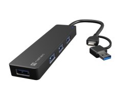 HUB USB-C 3.0 NATEC MAYFLY 4-PORTY CZARNY + ADAPTER USB-A