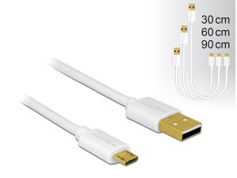 KABEL USB MICRO(M)->USB-A(M) 2.0 0.3M 0.6M 0.9M ZESTAW BIAŁY DELOCK