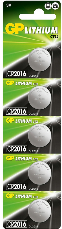 Bateria GP CR2016 3V 5BP Lithum