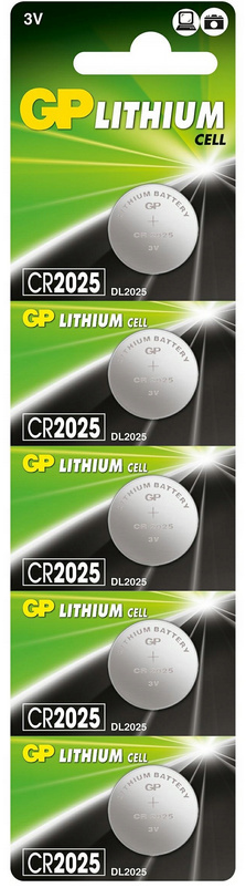 Bateria GP CR2025 3V 5BP Lithum