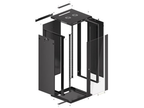 SZAFA INSTALACYJNA RACK WISZĄCA 19" 27U 600X600 CZARNA LANBERG (FLAT PACK) V2