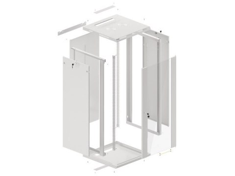 SZAFA INSTALACYJNA RACK WISZĄCA 19" 27U 600X600 SZARA LANBERG (FLAT PACK) V2