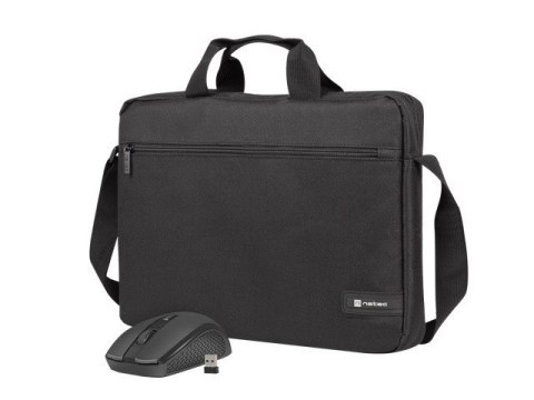 TORBA DO LAPTOPA NATEC WALLAROO 2 15.6" - 16" CZARNA Z MYSZKĄ BEZPRZEWODOWĄ CZARNĄ