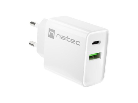 ŁADOWARKA SIECIOWA NATEC RIBERA 1X USB-A + 1X USB-C 20W BIAŁA
