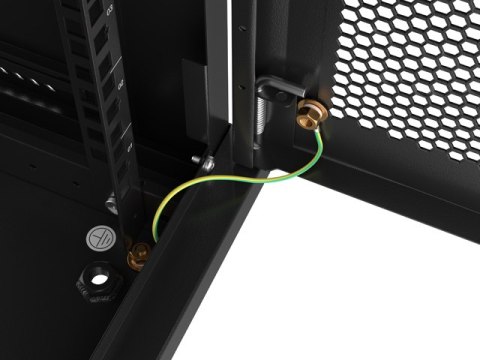 SZAFA INSTALACYJNA RACK WISZĄCA 19" 6U 600X450 CZARNA DRZWI PERFOROWANE LANBERG (FLAT PACK)