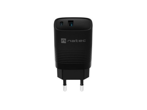 ŁADOWARKA SIECIOWA NATEC RIBERA GAN 1X USB-A + 1X USB-C 30W CZARNA