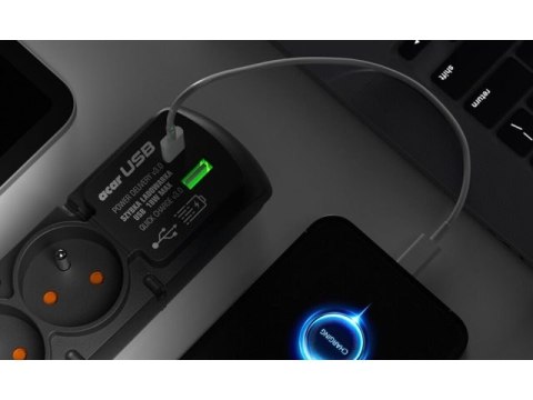 LISTWA ZASILAJĄCA ACAR F4 USB A+C 5M 4X 230V PL PD 3.0 QC CZARNA