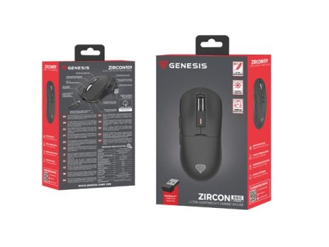 MYSZ DLA GRACZY GENESIS ZIRCON 660 BEZPRZEWODOWA 12000DPI CZARNA GAMINGOWA