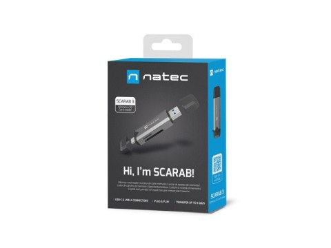 CZYTNIK KART NATEC SCARAB 3 USB-A + USB-C SD/MICRO SD USB 3.2 GEN 1 SZARY