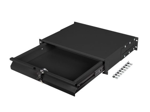 SZUFLADA DO SZAF 19" 2U 360MM CZARNA LANBERG (2U/483X360MM UDŹWIG DO 90KG, MONTAŻ 4 PUNKTOWY)