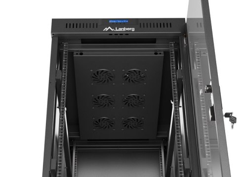 SZAFA INSTALACYJNA RACK STOJĄCA 19" 32U 600X1000 CZARNA DRZWI PRZESZKLONE LCD LANBERG (FLAT PACK)