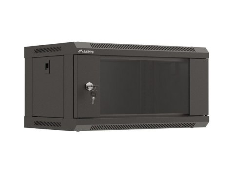 SZAFA INSTALACYJNA RACK WISZĄCA 19" 4U 540X350 CZARNA DRZWI PRZESZKLONE LANBERG (FLAT PACK)