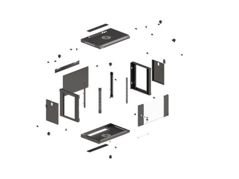 SZAFA INSTALACYJNA RACK WISZĄCA 19" 4U 540X350 CZARNA DRZWI PRZESZKLONE LANBERG (FLAT PACK)
