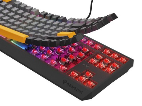 KLAWIATURA DLA GRACZY GENESIS THOR 230 TKL ANCHOR GRAY NEGATIVE US RGB MECHANICZNA OUTEMU RED