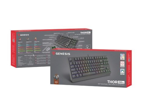 KLAWIATURA DLA GRACZY GENESIS THOR 230 TKL US RGB MECHANICZNA OUTEMU BROWN CZARNA HOT SWAP