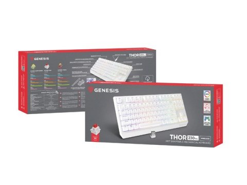 KLAWIATURA DLA GRACZY GENESIS THOR 230 TKL WIRELESS US BIAŁA BEZPRZEWODOWA RGB MECHANICZNA OUTEMU RE